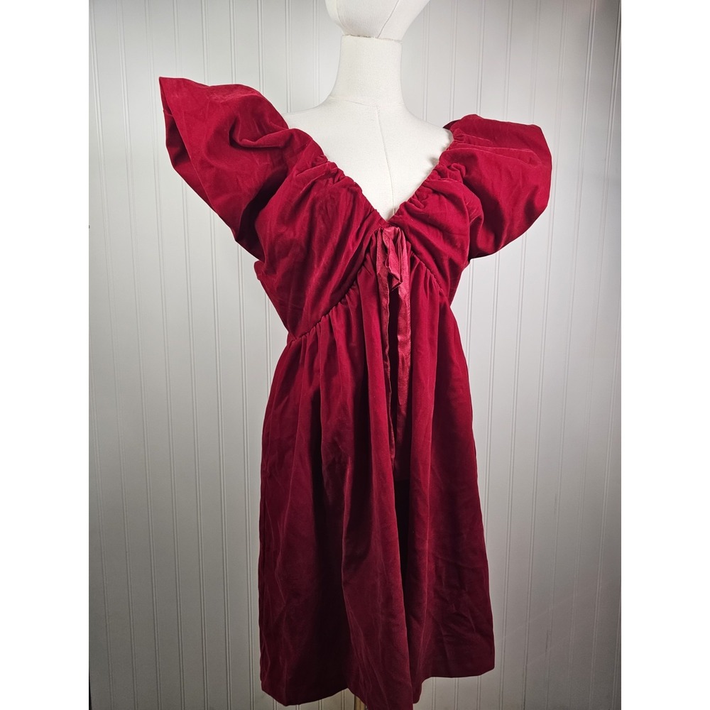 Vici Careem Bow Velvet Babydoll Mini Leash Women's L Holiday Party